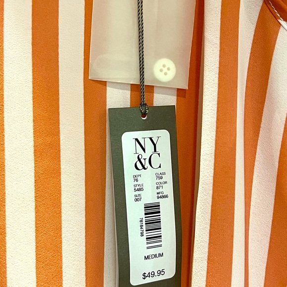 NWT Eva Mendes by New York & Company Coral/White Striped Sleeveless Blouse - Picture 4 of 8